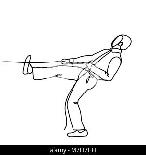 Doodle imprenditore tirando la corda forte uomo d'affari il concetto di concorrenza Illustrazione Vettoriale