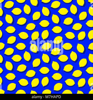 Seamless sfondo blu con una ripetizione dei limoni Foto Stock