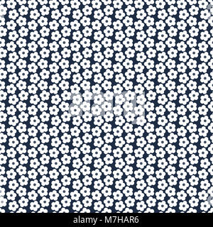 Blue seamless pattern con piccoli fiori bianchi Foto Stock