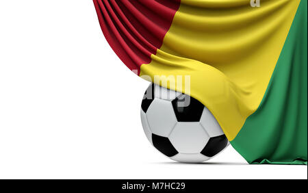 La Guinea bandiera nazionale avvolto su un calcio palla. Il rendering 3D Foto Stock