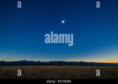 Eclisse Solare Totale sul Grand Tetons in Idaho. Foto Stock