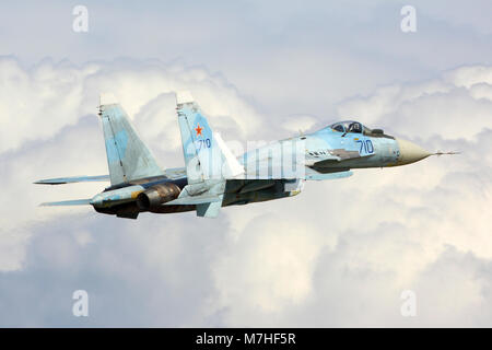 Su-35 banco di prova di T-50 motore tenuto spento per un volo di prova, Zhukovsky, Russia. Foto Stock