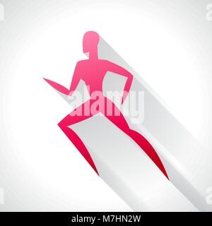 Emblema di atletica di astratta stilizzata in esecuzione della donna. Sport concept per la pubblicità e il branding, illustrazione Illustrazione Vettoriale