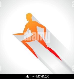 Emblema di atletica di astratta stilizzata in esecuzione l'uomo. Sport concept per la pubblicità e il branding, illustrazione Illustrazione Vettoriale