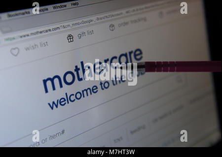 Il sito web I Mothercare Foto Stock