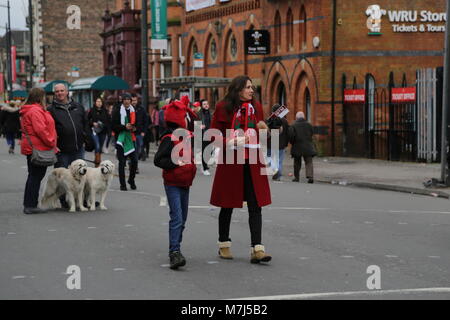 Sono andato oggi a prendere le foto di 6 Nazioni di Rugby Galles vs Italia a Principato Stadium di Cardiff. Foto Stock