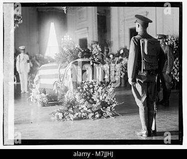 Il funerale del presidente Warren G. Harding ebbe luogo nel 1923 dopo la sua morte improvvisa mentre era in carica. Harding fu il 29° presidente degli Stati Uniti, e la sua morte segnò la fine della sua presidenza. Foto Stock