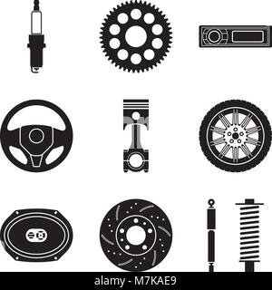 Ricambi auto Imposta icona per il servizio di manutenzione. Illustrazione Vettoriale Illustrazione Vettoriale