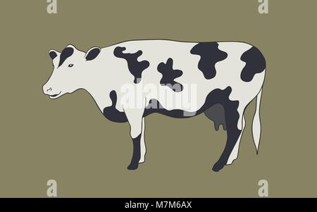 Etichetta di origine animale icona di vacca, vettore Illustrazione Vettoriale