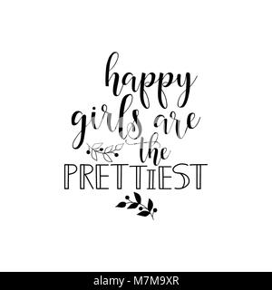 Felici le ragazze sono le più belle. lettering. Disegnata a mano illustrazione vettoriale. elemento per volantini, banner, cartoline e poster. La calligrafia moderna Illustrazione Vettoriale