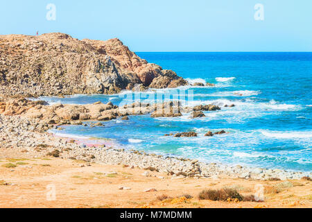 Capo Pecora spiaggia del mare Mediterraneo, Sardegna, Italia Foto Stock