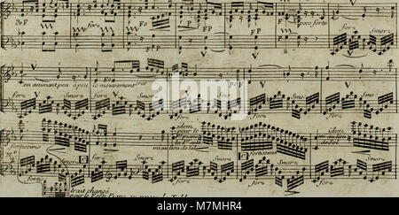 Una partitura musicale del 1795 intitolata "Andante du célèbre Haydn", arrangiata per l'arpa con accompagnamento opzionale di violino, che rappresenta la musica classica del tardo XVIII secolo. Foto Stock