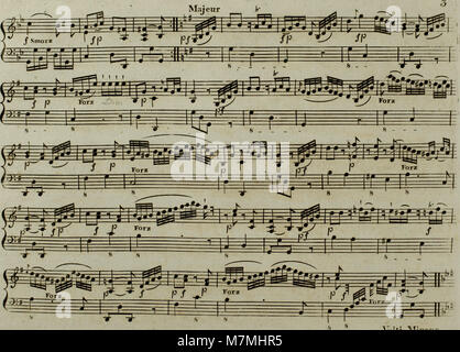 Un arrangiamento musicale del 1795 del celebre Andante di Joseph Haydn, trascritto per arpa con accompagnamento facoltativo di violino. Questo lavoro riflette le pratiche di esecuzione e arrangiamento di musica classica della fine del XVIII secolo. Foto Stock