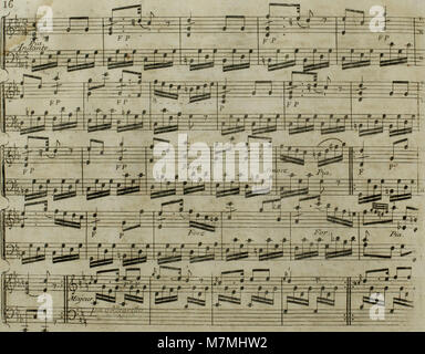 Un arrangiamento musicale del 1795 dell'Andante di Haydn per arpa con accompagnamento opzionale di violino, che riflette le tradizioni e le pratiche di arrangiamento della musica classica del tardo XVIII secolo. Foto Stock