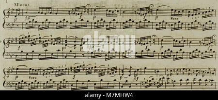 Un arrangiamento di spartiti del 1795 di Andante du célèbre di Joseph Haydn, composto per arpa con accompagnamento facoltativo di violino, che riflette l'eleganza e la precisione formale del periodo classico. Foto Stock