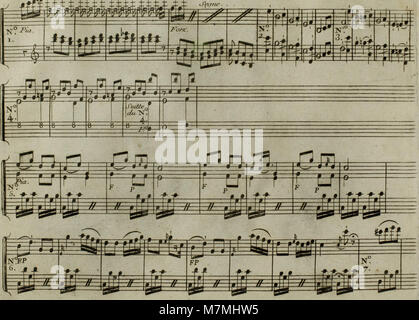 Un arrangiamento musicale del 1795 del celebre Andante di Joseph Haydn, trascritto per arpa con accompagnamento opzionale di violino, che riflette le pratiche di esecuzione da camera dell'era classica. Foto Stock