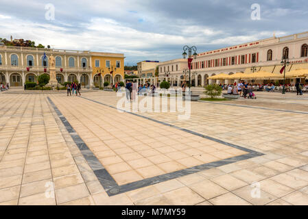 Zante, Grecia - 29 Settembre 2017: piazza principale nella città di Zacinto, Grecia. Foto Stock