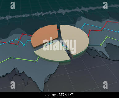 Statistiche finanziarie infographics, accumulo di ricchezza, un grafico a torta Foto Stock