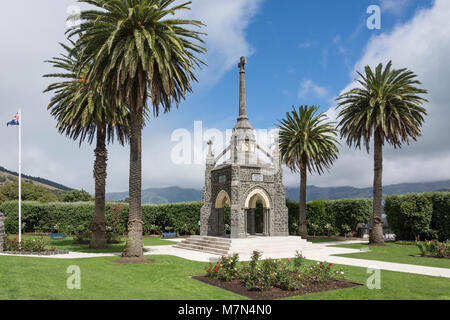 War Memorial Park, Rue Lavaud, Akaroa, Penisola di Banks, regione di Canterbury, Nuova Zelanda Foto Stock