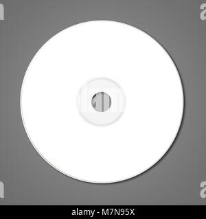 Bianco - CD DVD label template mockup isolato su sfondo grigio scuro Foto Stock