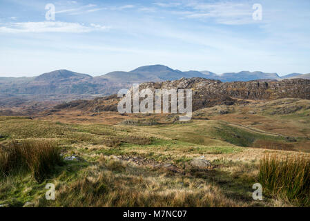 Paesaggio autunnale del parco nazionale di Snowdonia, Croesor, il Galles del Nord. Foto Stock