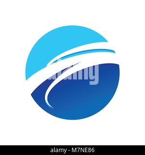 Circolare Onda Blu simbolo Vector Graphic Logo Design Illustrazione Vettoriale