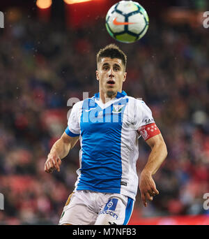 (20) Joseba Zaldua durante lo spagnolo La Liga partita di calcio tra Athletic Club Bilbao e c.d. Leganes a stadio di San Mames, a Bilbao, Spagna settentrionale, Domenica, Marzo, 11, 2018. Credito: Gtres Información más Comuniación on line, S.L./Alamy Live News Foto Stock