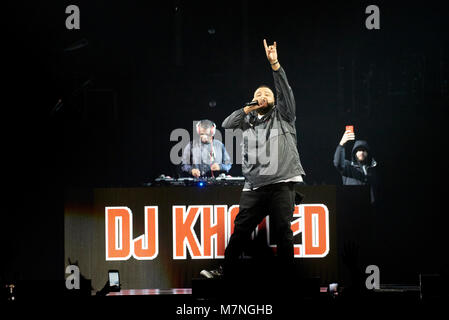 MINNEAPOLIS, MN 10 MARZO: DJ Khaled suona al Target Center il 10 marzo 2018 a Minneapolis, Minnesota. Credito: Tony Nelson/MediaPunch Foto Stock