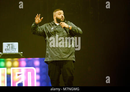 MINNEAPOLIS, MN 10 MARZO: DJ Khaled suona al Target Center il 10 marzo 2018 a Minneapolis, Minnesota. Credito: Tony Nelson/MediaPunch Foto Stock