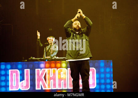 MINNEAPOLIS, MN 10 MARZO: DJ Khaled suona al Target Center il 10 marzo 2018 a Minneapolis, Minnesota. Credito: Tony Nelson/MediaPunch Foto Stock