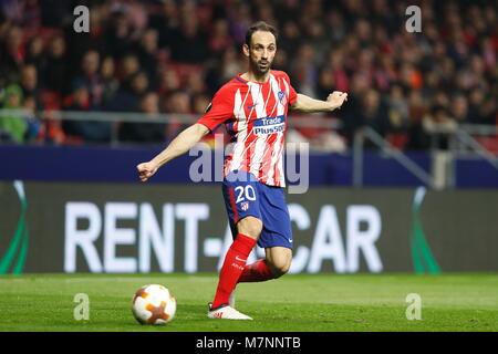 Madrid, Spagna. 8 Mar, 2018. Juanfran (Atletico) Calcio/Calcetto : UEFA Europa League Round di 16 1a gamba match tra Club Atletico de Madrid 3-0 FC Lokomotiv Moskva al Estadio metropolitano di Madrid in Spagna . Credito: Mutsu Kawamori/AFLO/Alamy Live News Foto Stock