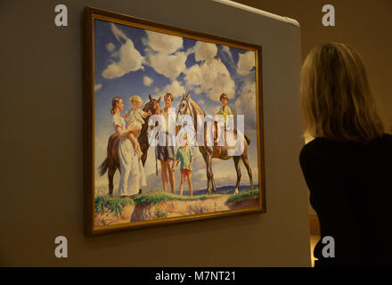 Londra, UK,XII Marzo 2018,una vacanza al mare da Dame Laura Knight conduce la foto chiamata per Bonhams xix secolo Europeo, Vittoriano e British arte impressionista vendita. La vendita si svolge il 14 Marzo a 2pm©Keith Larby/Alamy Live News Foto Stock