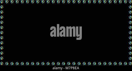 Rettangolo multicolore cornice fatta di rainbow vibrante iridato olografico animale stampe della zampa. Template vettoriale, border, un quadro di riferimento, photo frame, poster Illustrazione Vettoriale