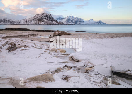 Haukland Beach, Lofoten; Norvegia; Europa; Foto Stock