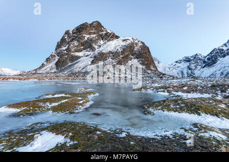 Bostad, Leknes, Lofoten; Norvegia; Europa; Foto Stock