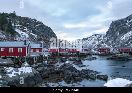 Nusfjord, Flakstad, Leknes, Lofoten; Norvegia; Europa; Foto Stock