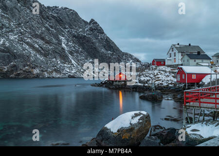 Nusfjord, Flakstad, Leknes, Lofoten; Norvegia; Europa; Foto Stock