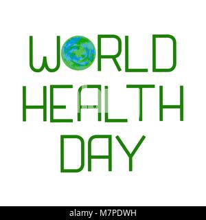 Giornata mondiale della sanità. Massa e scritte, diviso in diagonale. Il testo con il nome della vacanza. Effetto grunge Illustrazione Vettoriale