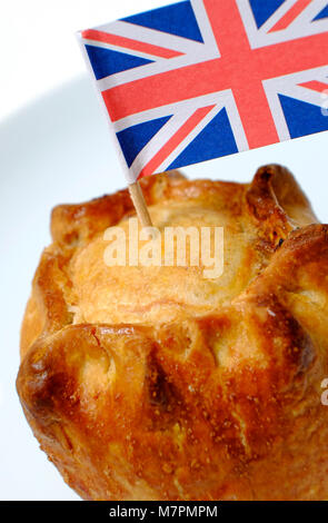 British pasticcio di maiale con union jack flag Foto Stock