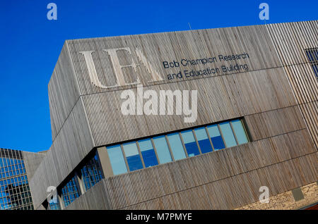 Il campione di bob la ricerca e l'istruzione Edificio, UEA, Norwich, Norfolk, Inghilterra Foto Stock