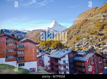 Zermatt, Svizzera - 28 Ottobre 2016: vista sul Cervino da Zermatt - Gornergrat stazione ferroviaria svizzera Foto Stock