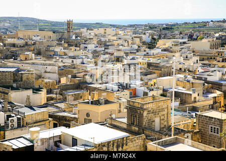 Ir-Rabat vista dall'antica Cittadella, Gozo Foto Stock