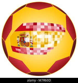 Sfera di calcio con la bandiera spagnola Foto Stock