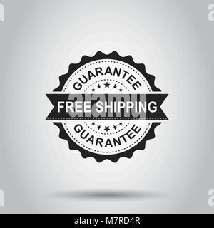 Spedizione gratuita grunge timbro di gomma. Illustrazione Vettoriale su sfondo bianco. Il concetto di business garantiscono la consegna gratuita timbro pittogramma. Illustrazione Vettoriale