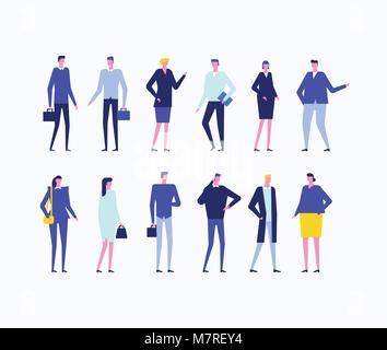 Gli impiegati - piatto stile design set di caratteri isolato Illustrazione Vettoriale