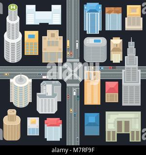 Big city elements - serie di moderni oggetti vettore Illustrazione Vettoriale