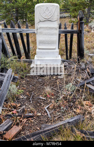 Bonanza cimitero, Bonanza Città città fantasma, Yankee Forcella del fiume di salmoni, Custer autostrada avventura Road, Salmon-Challis National Forest, Idaho, Stati Uniti d'America Foto Stock