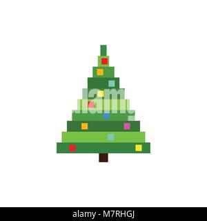 Pixel vettore albero di Natale. Illustrazione Vettoriale