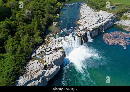 Maruia cade e Maruia River, nei pressi di Murchison, Tasman District, South Island, in Nuova Zelanda - antenna fuco Foto Stock