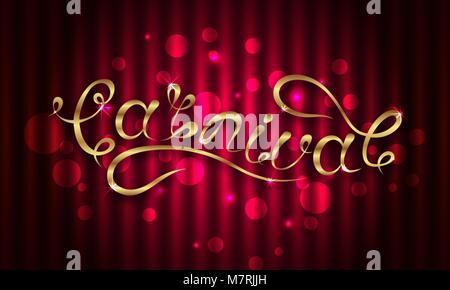 Lettering calligrafico per la festa di carnevale. Logotipo, Badge, Carta per poster, striscioni Illustrazione Vettoriale